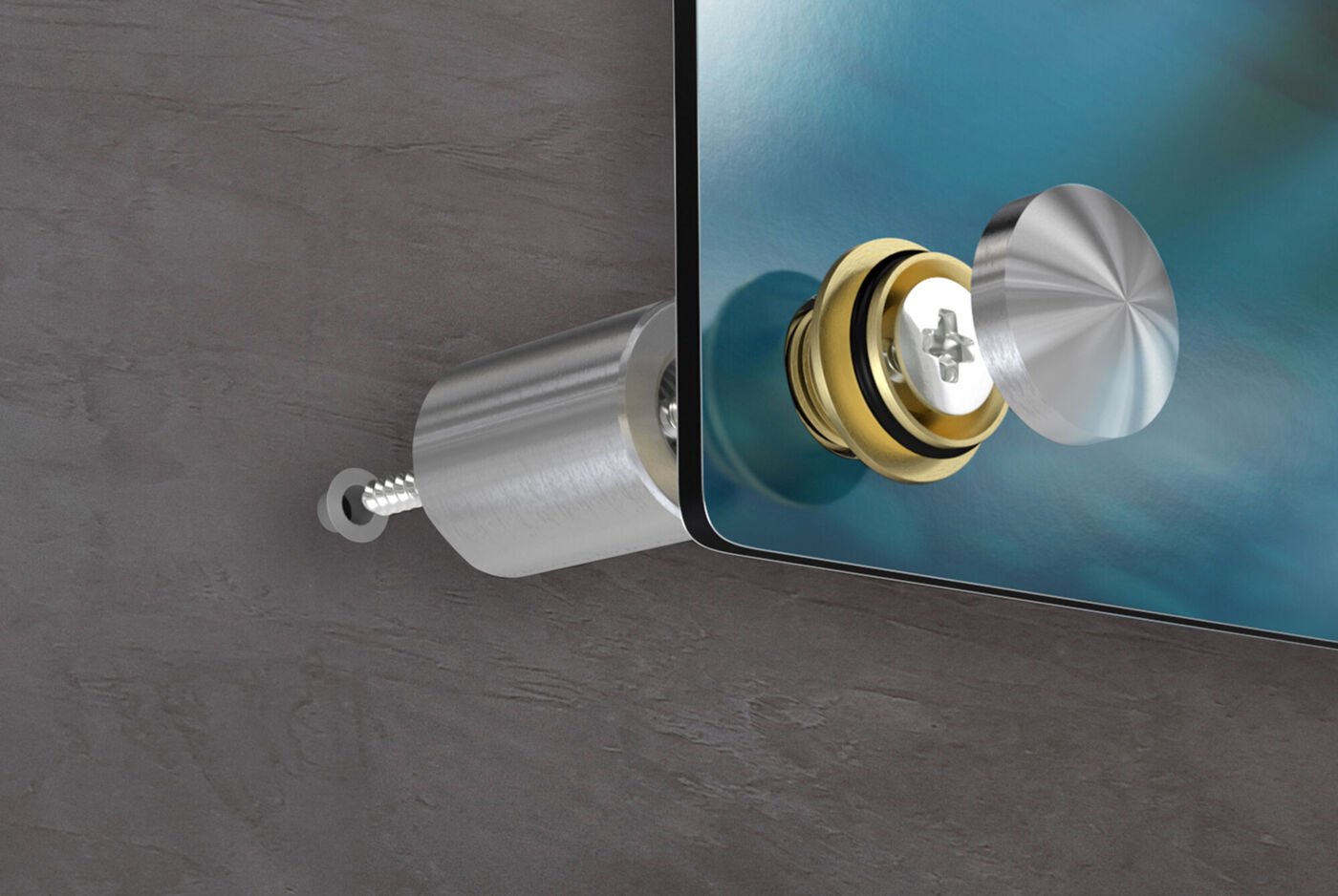 Tornillo metálico para colgar un cuadro con fotos en la pared