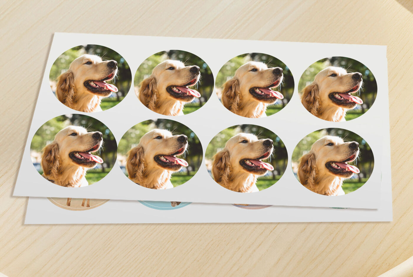 Pegatinas personalizadas redondas con foto de perros.