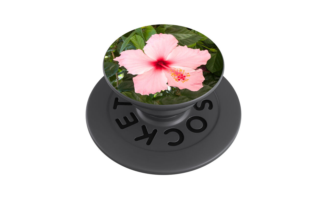 Popgrip con una flor rosa personalizada. Soporte para sujetar tu móvil, añádelo a tu funda para smartphone.